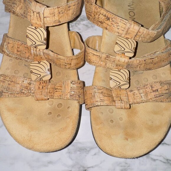 Vionic Women's Amber Beige Tan Cork Ankle Strappy Flats size US 10 - Picture 4 of 9